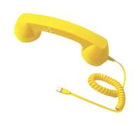 FytStycale Combiné Téléphonique Rétro Filaire avec Volume Réglable Écouteur Main Ergonomique Haut-Parleur Puissant Type C Fonction Décroché Parfait Po, Jaune