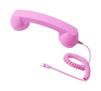 FytStycale Combiné Téléphonique Rétro Filaire avec Volume Réglable Écouteur Main Ergonomique Haut-Parleur Puissant Type C Fonction Décroché Parfait Po, Rose