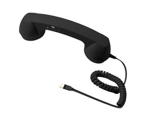 FytStycale Combiné Téléphonique Rétro Filaire avec Volume Réglable Écouteur Main Ergonomique Haut-Parleur Puissant Type C Fonction Décroché Parfait Po, Noir
