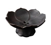 FytStycale Corbeille à Fruits Plat de Présentation, Plat Multifonction avec Égouttoir Intégré, Bol à Collations,Présentoir à Gâteaux sur Pied en Céramique Lisse pour Décoration Intérieur,Glaçure Noire