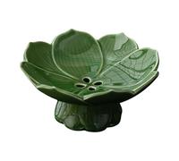 FytStycale Corbeille à Fruits Plat de Présentation, Plat Multifonction avec Égouttoir Intégré, Bol à Collations, Présentoir à Gâteaux Coupe sur Pied en Céramique Lisse pour Décoration Intérieur, Vert
