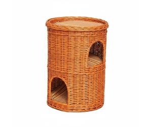 FytStycale Couchage Grotte Tressé Effet Rafraîchissant pour Chats, Miel, Très Grand 48x59 Cm avec Tapis Rafraîchissant