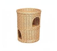 FytStycale Couchage Grotte Tressé Effet Rafraîchissant pour Chats, Naturel, Très Grand 48x59 Cm avec Tapis Rafraîchissant