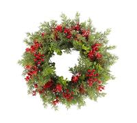 FytStycale Couronne de Noël Artificielle, Couronne avec Baies Rouges, Guirlande Décoration de Porte, Décoration de Noël pour Porte d'Entrée, Ornement de Balcon et Mariage