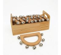 FytStycale Couronne Grelots avec Poignée En Bois Solide Couronne à Grelots Résistant Grelotière pour Écoles, Clochette À Main En Forme De Demi-lune À Sept Clochettes + Boîte En Bois