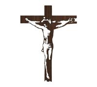 FytStycale Croix En Fer, Crucifix, Statue, Sculpture de Jésus, Croix Murale Sculptée pour Bureau, Salon, Entrée, Décoration Intérieure, Cadeau Religieux, brun