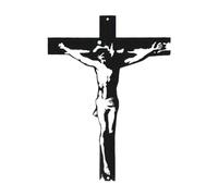 FytStycale Croix En Fer, Crucifix, Statue, Sculpture de Jésus, Croix Murale Sculptée pour Bureau, Salon, Entrée, Décoration Intérieure, Cadeau Religieux, noir