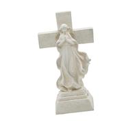 FytStycale Croix Solaire Lumineuse Jardin en Forme Croix Marie, décoration commémorative extérieure, Figurine décorative Polyvalente en prière