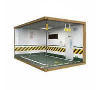 FytStycale Diorama Garage 1 Voiture Vitrine Maquette Miniature Parking Boîte Présentoir Acrylique Éclairage Led Couvercle Transparent Empilable Socle Bois, Vert-droite