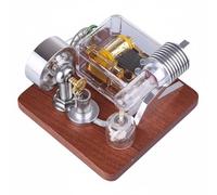 FytStycale Dispositif d'apprentissage de Physique Moteur Modèle de Bureau Maquette Mécanique Pignons et Pistons Visibles Alliage Base en Bois Mélodies Produites