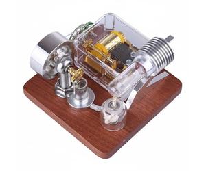 FytStycale Dispositif d'apprentissage de Physique Moteur Modèle de Bureau Maquette Mécanique Pignons et Pistons Visibles Alliage Base en Bois Mélodies Produites