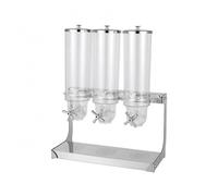 FytStycale Distributeur de Céréales Machine Distributeur Réservoir Conteneur en Acier Inoxydable Poli avec Contenants Transparents, Distributeur De Céréales À Trois Têtes De 10,5 L