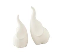 FytStycale Ensemble de 2 Figurines D'éléphant, Sculpture En Céramique D'art de Bureau pour Affichage de Bureau, Blanc
