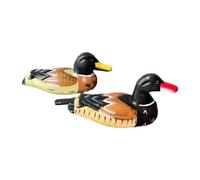 FytStycale Ensemble de 2 Statues de Canards en Bois, Sculptures, Figurines Décoratives Peintes à La Main, pour Salon Ou Jardin
