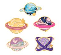 FytStycale Ensemble de 5 Pins émaillés Planètes, Décoration pour Sac, Chapeau Ou Revers de Veste, Broches en Métal, Bijoux, Cadeau pour Enfants et Amis
