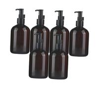 FytStycale Ensemble de 6 Distributeurs de Savon Liquide, Contenant à Savon avec Pompe, Distributeur Portable de Shampoing et D'après-shampoing, Bouteille Rec, Brun Noir 300 Ml