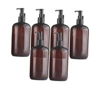 FytStycale Ensemble de 6 Distributeurs de Savon Liquide, Contenant à Savon avec Pompe, Distributeur Portable de Shampoing et D'après-shampoing, Bouteille Rec, Brun Noir 500 Ml