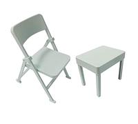 FytStycale Ensemble de Meubles Miniatures pour Figurine Articulée, Table et Chaise de Soldat de 15 Cm (6 Pouces), Style Moderne, échelle 1:12. Accessoires Inclus, Gris Clair