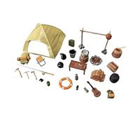 FytStycale Ensemble de Tente de Camping Miniature à L'échelle 1/64 En Résine, Accessoires de Collection Peints et Réalistes pour La Photographie et La Décora