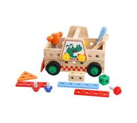 FytStycale Ensemble D'outils en Bois en Forme de Camion pour Enfants, Idéal pour Développer Leurs Compétences en Construction Ou pour Créer des Motifs.