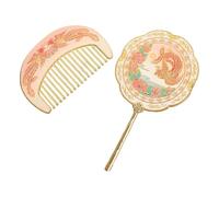 FytStycale Ensemble Miroir de Maquillage Portable Vintage avec Peigne, Brosse à Cheveux Décorative En Métal et Verre, Idéal pour Les Femmes (cadeau), Style A