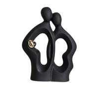 FytStycale Figurine de couple, statue d'amoureux, ornement de bureau moderne, sculpture abstraite pour anniversaire, chambre, salon, décoration intérieure, Noir