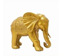 FytStycale Figurine D'éléphant En Laiton Poli à la Main Statuette d’éléphant Fétiche pour Salon, 24cm X 13cm X 18cm, Éléphant À Motif JY Absorbant L Eau 1 Pied Trompe Courbée