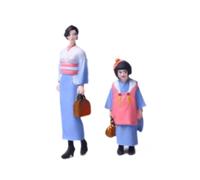 FytStycale Figurine miniature à l'échelle 1:64, modèle collection, scène avec personnages, trains, architecture réaliste, kimono, jeune fille.