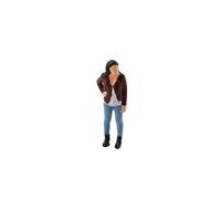 FytStycale Figurine pour Maquette D'architecture Poses Réalistes Mini Figurine Humaine Polyvalent Petit Personnage pour Diorama Architectes, Modélistes, Femme en Veste Marron Et Jean Bleu