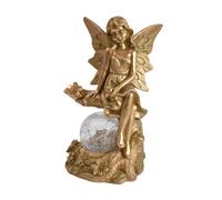 FytStycale Figurines D'anges en Résine, Sculptures Féeriques Lumineuses à énergie Solaire pour La Décoration, Or