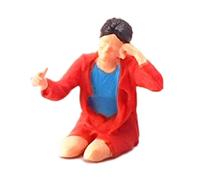 FytStycale Figurines Miniatures Peintes à L'échelle 1:64, Représentant Un Conducteur de Tramway, Un Décor de Rue Ou Une Scène Ferroviaire. Maquette, Accessoi, Tenir La Tête Femmes Rouge