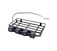 FytStycale Galerie de Toit, Accessoires pour Voiture RC avec éclairage, Léger, Pièces de Rechange En Métal pour Crawler RC 1/12 à Monter Soi-même, Lumière Carrée
