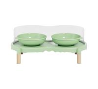 FytStycale Gamelles surélevées pour Chat Mangeoire Double Plat d'alimentation Bol pour Croquettes avec Déflecteur D'Éclaboussures Adapté pour L'Alimentation Fac, Vert