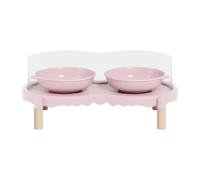 FytStycale Gamelles surélevées pour Chat Mangeoire Double Plat d'alimentation Bol pour Croquettes avec Déflecteur D'Éclaboussures Adapté pour L'Alimentation Fac, Rose