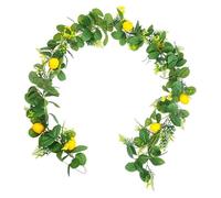 FytStycale Guirlande Citron Artificielle avec Vigne Faux Fruits Couronne Fleurs Suspendues en Soie et PPC Conçue pour Décoration Arrière-plan de Noël Bar, Style A