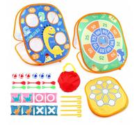 FytStycale Jeu d'adresse Pliable en Tissu pour l'extérieur, Jeu Familial avec 6 fléchettes et 8 Sacs Sable, activité pour Enfants et Jeunes, Thème Dinosaure