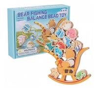FytStycale Jeu D'équilibre Ours Pêcheur en Bois Améliore la Coordination Œil-Main Jouet à Empiler Animaux Marins pour Enfants, Tout-Petits