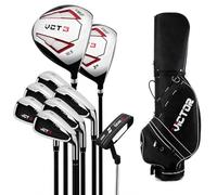 FytStycale Kit Complet Homme Droitier, Sac Trépied Léger Noir Rouge, pour Débutant, Alliage d'Aluminium & Zinc, Set 9 Clubs Putting Champion p