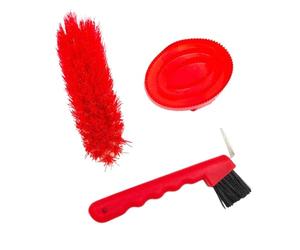 FytStycale Kit de pour Chevaux 3X Comprenant -Pieds, Brosse, étrille, Ensemble de Brosses pour Chevaux, Idéal pour Les Propriétaires de Chevaux Début, Rouge
