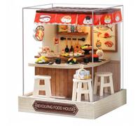 FytStycale Kit Maison Miniature DIY avec Couverture-Poussière Kit Maison Poupées Miniature Fait Main Loisir Créatif pour Adultes, Revolving Food House