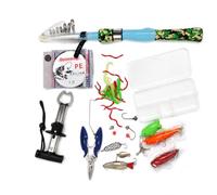 FytStycale Kit Pêche Complet Enfant, Canne à Pêche Télescopique en Carbone Composite, Moulinet, 32 cm Rétractée, Set Complet Canne + Moulinet a, 1,45 m