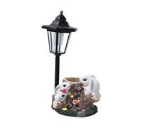 FytStycale Lampe Solaire de Jardin, Statuette d'animal, Lanterne Veilleuse pour, Maman, Balcon, Lapins Blancs