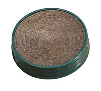 FytStycale Lit à Griffer 2 en 1 pour Chat, Comprenant Un Griffoir, Un Grand Griffoir Rond et Double Face, Un Canapé pour Animaux, Un Tapis à Griffer, pour Jouer, Vert foncé