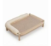 FytStycale Lit Chat en Bois Bords Surélevés Lit Chat Rectangulaire Texture Douce Couchage Respirant pour Chats, Lit Simple 66CM avec Tapis De Chanvre Et Oreiller Haricot De Glace