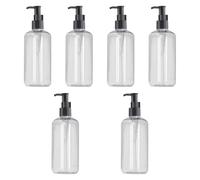 FytStycale Lot de 6 Distributeurs de Savon, Shampoing et après-shampoing, Flacons de 500 Ml, Pompe Portable et, pour Salle de Bain, Maison, Hôtel et, Clair et Noir