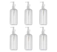 FytStycale Lot de 6 Distributeurs de Savon, Shampoing et après-shampoing, Flacons de 500 Ml, Pompe Portable et, pour Salle de Bain, Maison, Hôtel et, Clair et Blanc