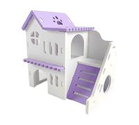 FytStycale Maison en Bois pour Hamster, Cachette en Bois à Monter Soi-même pour Petits Animaux, Villa de Luxe, Toboggan, Jouet D'entraînement pour Souris, Ra, Violet