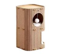 FytStycale Maison pour Chat Abri Intérieur Griffoir Douillet Feutre Fermé Nid Refuge Jeu avec Balle Suspendue Fonction Grattage Résistante Portable Adaptée Chats, Chameau
