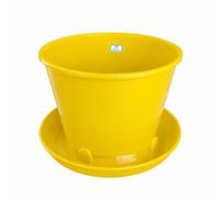 FytStycale Mangeoire Poules Automatique Anti Nuisible, Distributeur Graines Volailles en Polymère Robuste, Jaune, avec Couvercle, Seau d'alimentation 20 kg