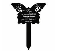FytStycale Marqueur de Tombe Papillon Résistant Aux Intempéries Plaque Funéraire sur Piquet Design Ajouré Piquet Commémoratif de Cimetière, Papillon avec Citation Commémorative